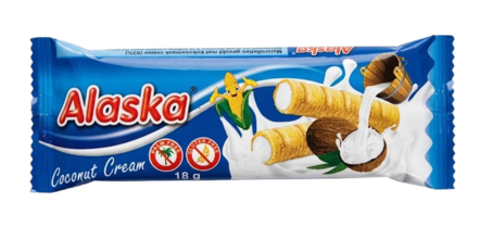 Alaska Coconut Cream Corn Tubes/ Kookos maissikeksi 18g - Täytekeksit ja vohvelit - 21310 - 1