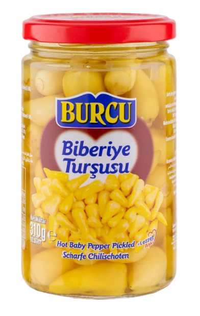 Burcu Biberiye Tursu / Pienet chilipaprikat suolaliemessä 310/150g CAM - Pepperonisäilyke - 1020 - 1