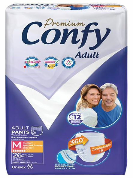 Confy Adult Diaper Premium Pant Jumbo M/ Vaippa 26kpl - Hygieniatarvikkeet - 19340 - 1