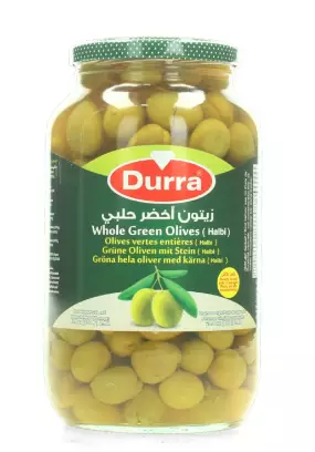 Durra Whole Green Olives / Vihreät oliivit kivellinen (Halabi) 1300g CAM - Oliivisäilykkeet - 15510 - 1