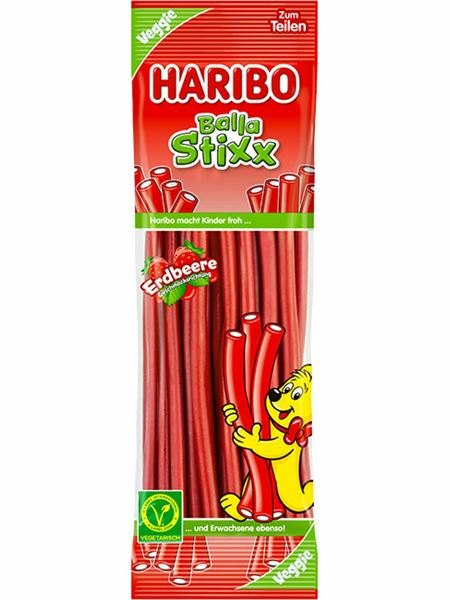 Haribo Veggie Balla Stixx Strawberry Karkkipussi 200g - Irtomakeiset - 19350 - 1