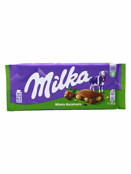 Milka Whole Hazelnuts/ Hasselpähkinäsuklaalevy 95g - Suklaat - 19380 - 1