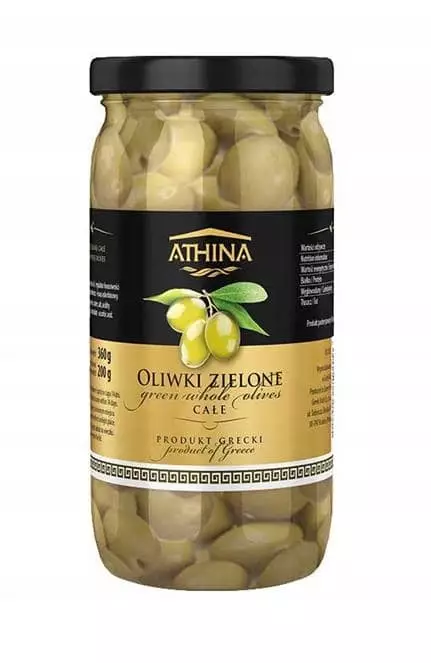Athina Green Olives Whole / Oliivi Kokonaiset 360g - Oliivisäilykkeet - 15870 - 1