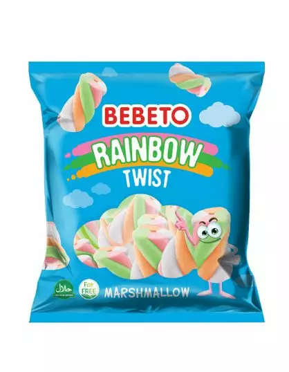 Bebeto Rainbow Twist Marshmallow Vaahtokarkki 60g - Irtomakeiset - 800 - 1