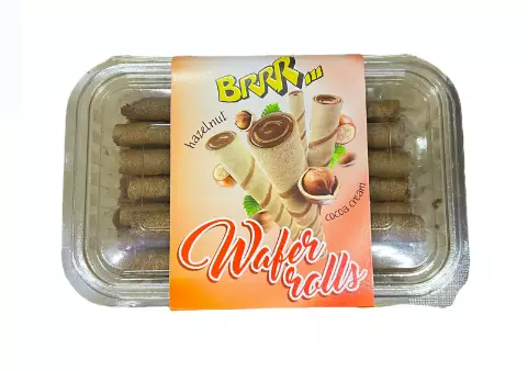 Brrr Hazelnut Cocoa Cream Wafer Rolls/ Hasselpähkinä- kaakaovohvelirulla 230g - Täytekeksit ja vohvelit - 15550 - 1