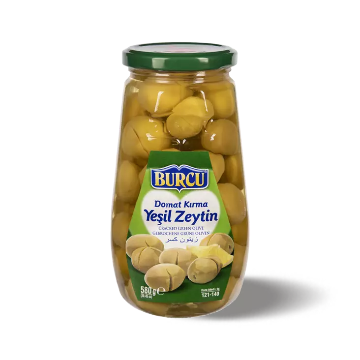 Burcu Domat Kirma Yesil Zeytin / Rikotut vihreät oliivit suolaliemessä 580g CAM - Oliivisäilykkeet - 15130 - 1