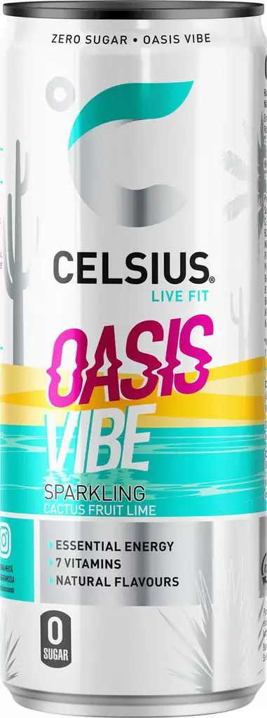 Celsius Oasis Vibe Kaktus Lime Energiajuoma 355ml TNK - Energiajuomat - 12860 - 1