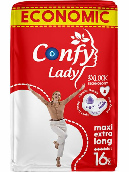 Confy Lady Hygienic Pad Maxi Extralong Eco2/ Terveysside 16kpl - Hygieniatarvikkeet - 19490 - 1