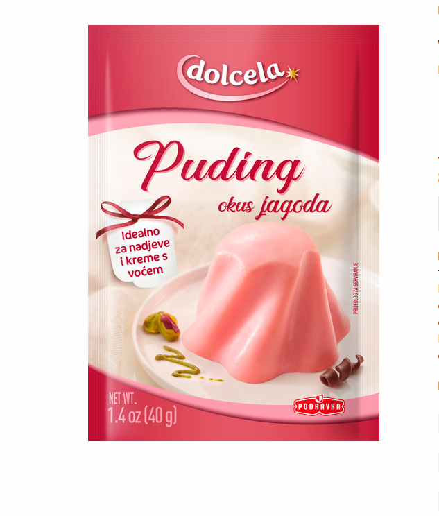 Dolcela Pudding Cilek/ Mansikka vanukasjauhe 40g - Vanukkaat ja jälkiruoka-ainekset - 7960 - 1