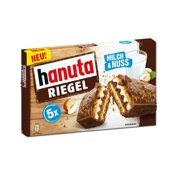 Ferrero Hanuta Riegel/ Hasselpähkinä-Suklaapatukka 5x34,5g - Patukat - 3090 - 1