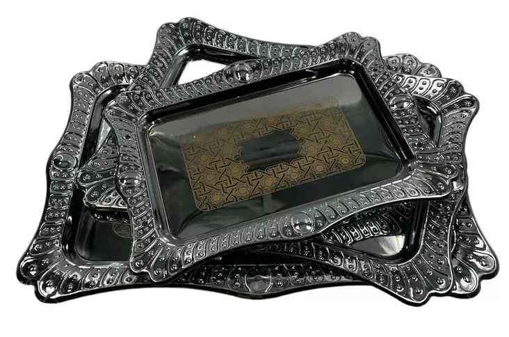 Hopeinen tarjotin setti 595S-3G - Astiat ja aterimet - 10490 - 1