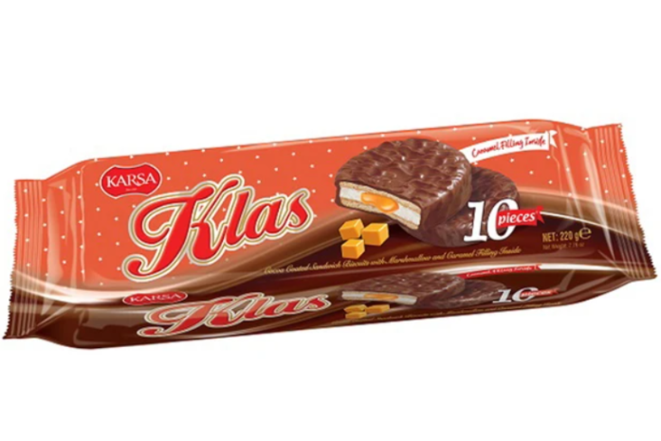 Karsa Klas Cake Karamel / Caramel täytekeksit 220g - Täytekeksit ja vohvelit - 3290 - 1