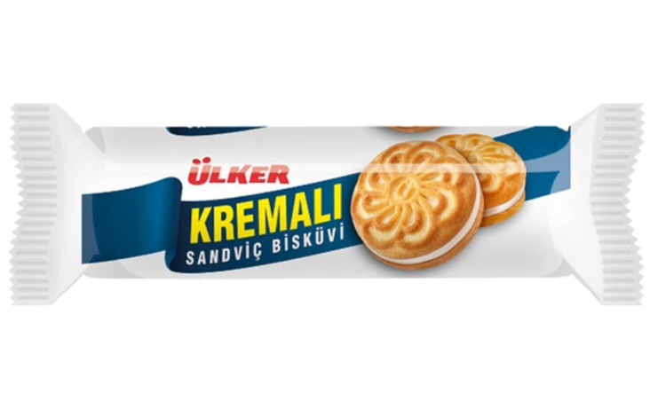 Ulker Kremali Sandvic Biscuvi/ Vanilja täytekeksi 61g - Täytekeksit ja vohvelit - 4950 - 1