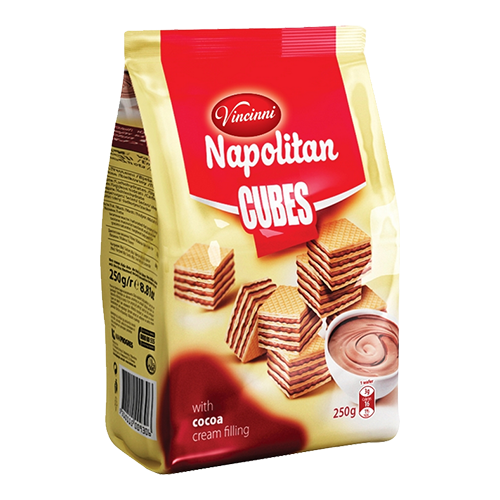 Vincinni Napolitan Cubes Cocoa / Suklaavohveli 250g - Täytekeksit ja vohvelit - 5110 - 1