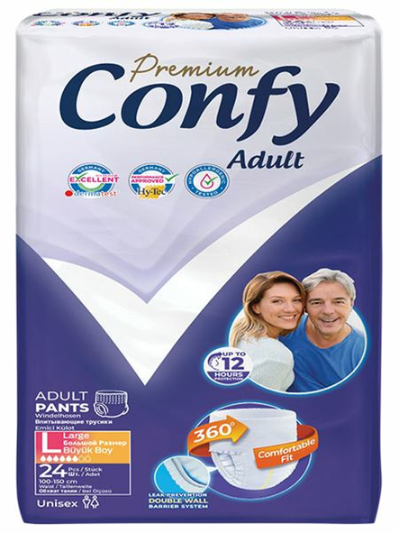 Confy Adult Diaper Premium Pant Jumbo L/ Vaippa 24kpl - Hygieniatarvikkeet - 19341 - 1