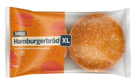 Dannys Burger Bun XL/ Hampurilainensämpylä 4kpl 300g - Patongit ja sämpylät - 18541 - 1