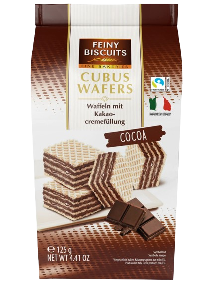 Feiny Cubus Wafers/ Vohveli Kaakaokreemitäytteellä 125g - Täytekeksit ja vohvelit - 19221 - 1