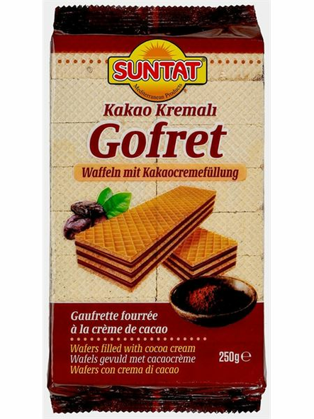 Suntat Waffles with cocoa flavour / Kaakaokermalla täytetyt vohvelit 250g - Täytekeksit ja vohvelit - 19781 - 1