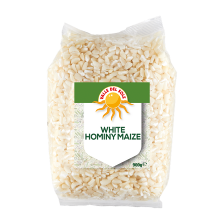 VDS White Hominy Broken Maize/ Valkoinen Maissinjyvä 900g - Kuivatut linssit, pavut, ja palkokasvit - 5041 - 1