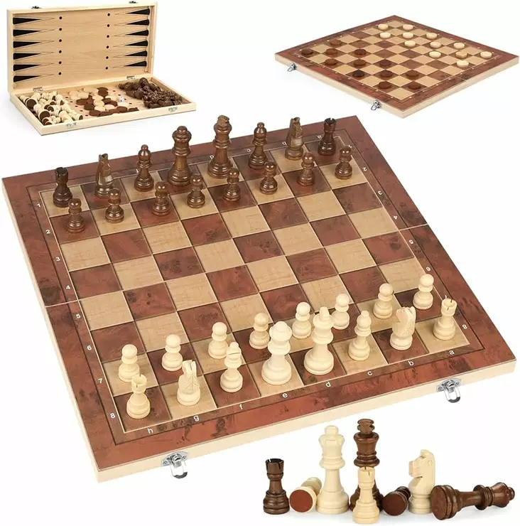 3-in-1 Chess & Checkers & Backgammon Lautapeli 44x25cm 2718 - Lelut - 14711 - 1