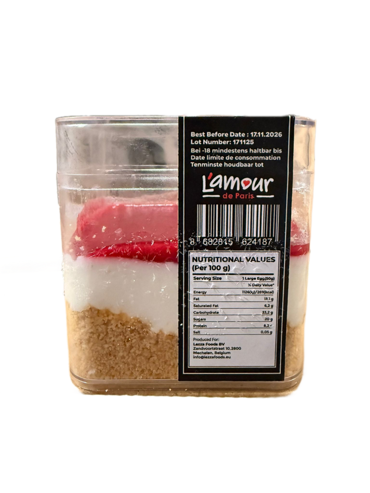 900416 Lamour Rasperry Cheesecake Cup / Vadelma-juustokakku kuppi 165g - Pakastemakeiset ja -jälkiruoat - 19121 - 1