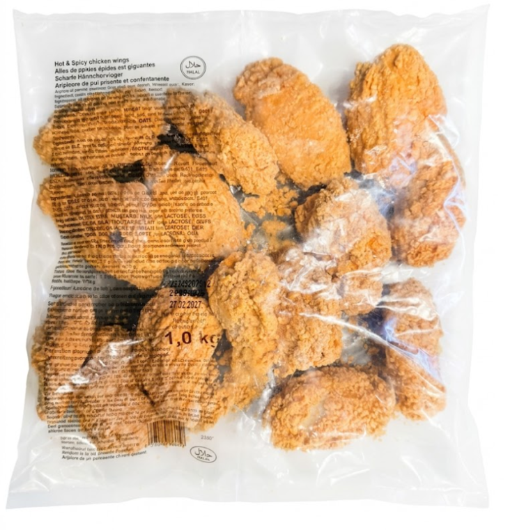 Wipasz Breaded chicken wings Halal Hot&Spicy/ Kanansiipi 1kg - Kana pakasteet - 20021 - 1