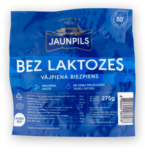 Jaunpils Skim milk Curd/ Raejuusto 0,5% 275g lactose free - Erikoisjuustot - 20311 - 1