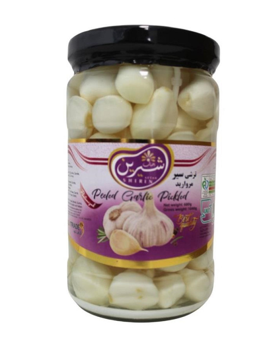 Aftab Shirin Peeled Garlic Pickled / Kuorittu valkosipuli etikkaliemessä 680g - Vihannessäilykkeet - 18201 - 1
