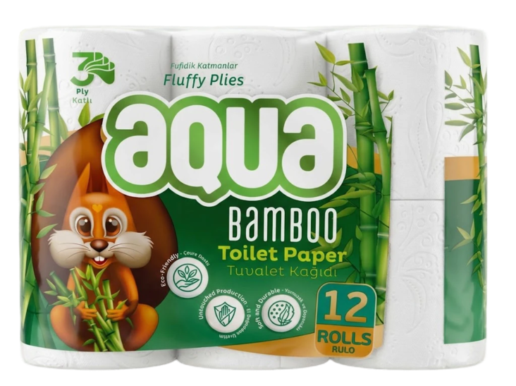 Aqua Bambu Toilet Paper WC- paperi 12rulla - Talouspaperit ja WC-paperit - 19411 - 1