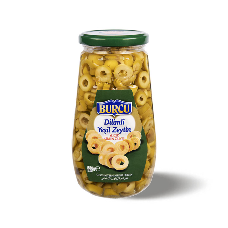Burcu Dilimli Yesil Zeytin / Viipaloidut vihreät oliivit suolaliemessä 580g CAM - Oliivisäilykkeet - 1051 - 1