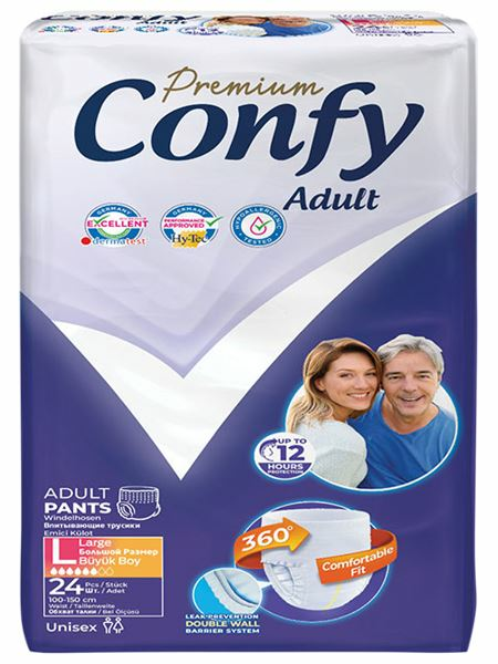 Confy Adult Diaper Premium Pant Jumbo L/ Vaippa 24kpl - Hygieniatarvikkeet - 19341 - 1