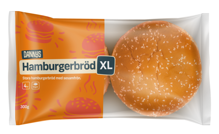 Dannys Burger Bun XL/ Hampurilainensämpylä 4kpl 300g - Patongit ja sämpylät - 18541 - 1