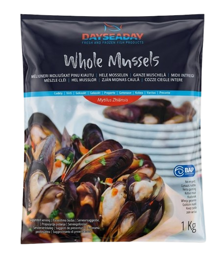 Dayseaday Whole Mussels/ Simpukka 60/80 1KG - Pakasteäyriäiset - 6951 - 1