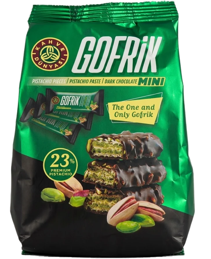 Kahve Dunyasi Gofrik Mini Pistachio Wafers with Dark Chocolate/ Patukka 10x12,5g - Patukat - 19901 - 1
