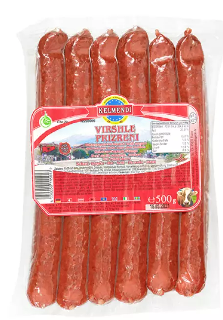 Kelmendi Virshle Prizreni Mild/ Naudanliha makkara 500g - Nauta leikkeleet ja makkarat - 3331 - 1