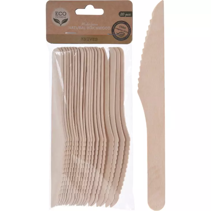 Puinen Kertakäyttöveitsi 20kpl - Take Away -tuotteet - 13071 - 1