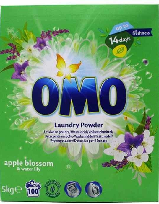 Omo Pulver Apple Blossom & Water Lily Pyykinpesujauhe 100W 5kg - Pyykinpesuaineet ja -tarvikkeet - 15701 - 1