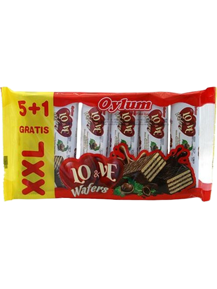 Oylum Lo&Ve Hasselpähkinäkuorrutettu vohveli XXL 192g - Täytekeksit ja vohvelit - 21121 - 1