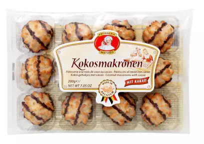 Patisserie Matheo Kookosmakaron Kaakaokuorrutteella 200g - Täytekeksit ja vohvelit - 14681 - 1