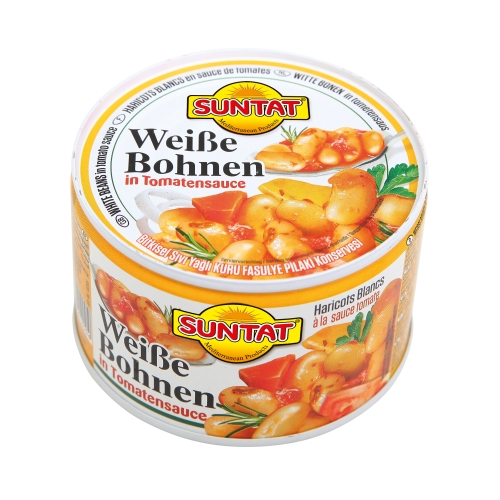 Suntat White Beans in Tomato Sauce / Valkoiset pavut tomaattikastikkeessa 400g - Papu- ja linssisäilykkeet - 20651 - 1