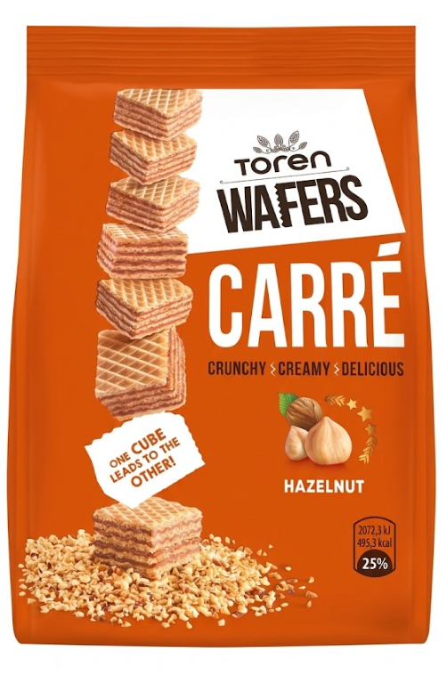 Toren Wafers Carre Hazelnut Cream / Hasselpähkinä vohvelikeksi 250g - Täytekeksit ja vohvelit - 20301 - 1