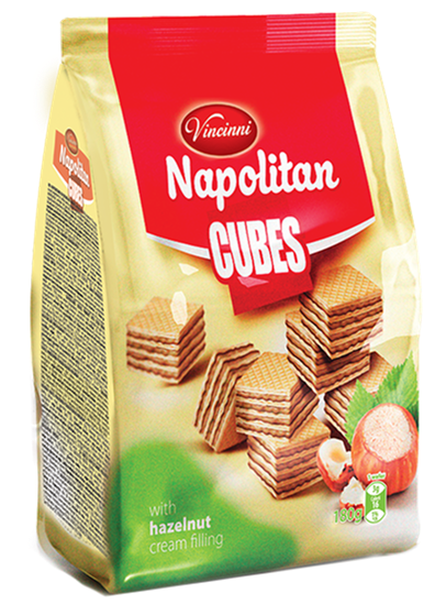Vincinni Napolitan Cubes Hazelnut / Hasselpähkinävohveli 250g - Täytekeksit ja vohvelit - 5111 - 1