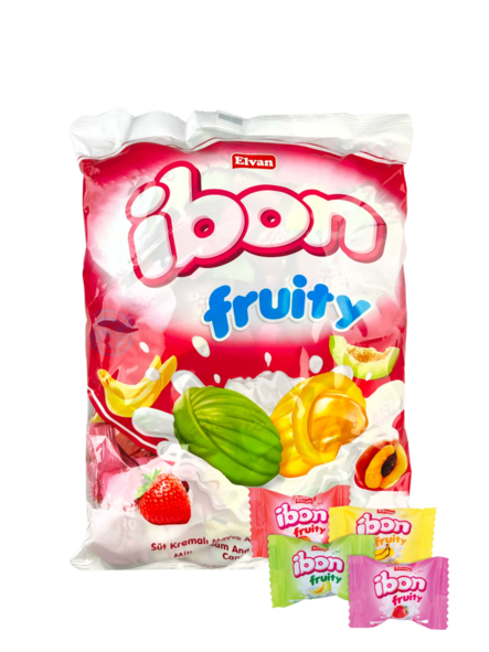 Elvan Ibon Fruity / Maitokerman&hedelmänmakuinen kovakarkki täytteellä 800g - Irtomakeiset - 2352 - 1