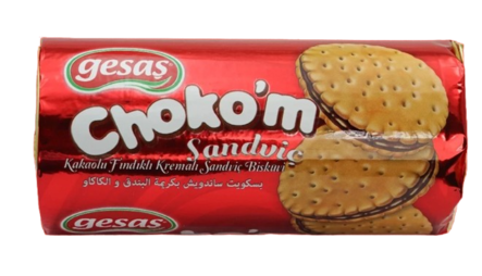 Gesas Chokom Sandwich Biscuit/ Kaakao-hasselpähkinätäytekeksi 300g - Täytekeksit ja vohvelit - 13832 - 1