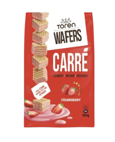 Toren Wafers Carre Strawberry Cream / Mansikka vohvelikeksi 250g - Täytekeksit ja vohvelit - 20302 - 1