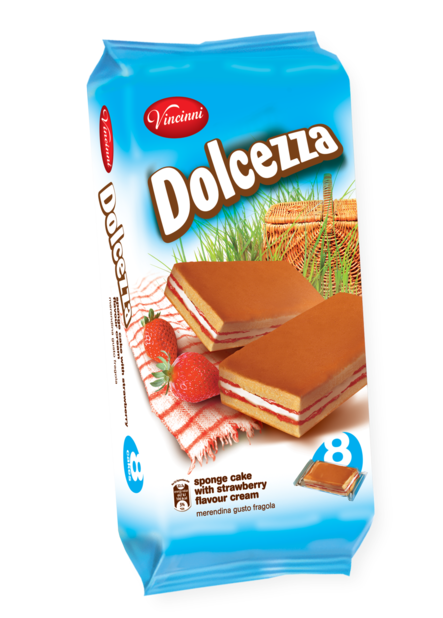 Vincinni Dolcezza Strawberry/ Mansikkamakuinen täytettykakku 180g - Täytekeksit ja vohvelit - 19862 - 1
