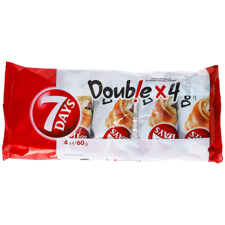 7 Days Croissant Kakao&Vanilla/ Suklaa&Vanilja Kroisantti 4x60g - Täytekeksit ja vohvelit - 18732 - 1