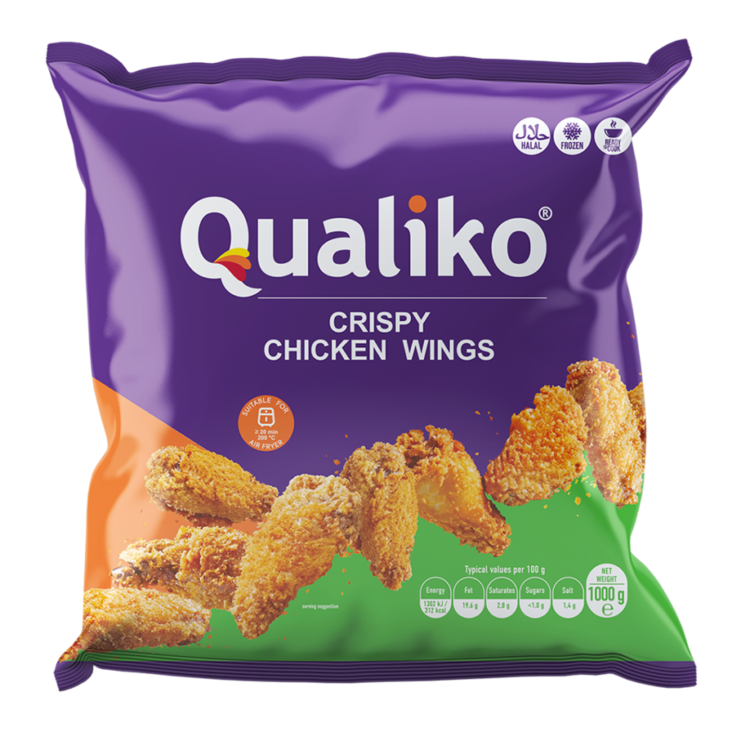 Qualiko Frozen Crispy Chicken Wings/ Kanan Siivet 1kg - Kana pakasteet - 17872 - 1
