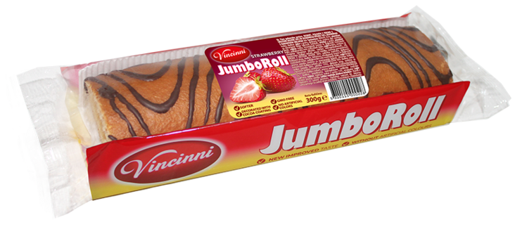 Vincinni Jumbo Roll Strawberry/ Mansikka Rullattu Sokerikakku 300g - Täytekeksit ja vohvelit - 18032 - 1