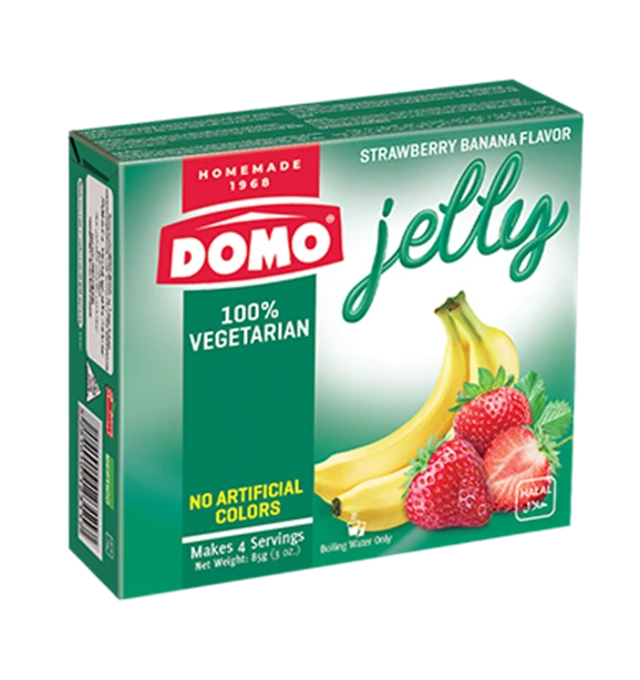 Domo Jelly Mansikka Banaani Hyytelöjauhe 85g - Liivatteet ja muut hyytelöimisaineet - 2052 - 1